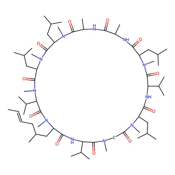 2D Structure of (3R,6S,9R,12R,15S,18R,21S,24S,30S,33S)-1,4,7,10,12,15,19,25,28-nonamethyl-33-[(E,2R)-2-methylhex-4-enyl]-6,9,18,24-tetrakis(2-methylpropyl)-3,21,30-tri(propan-2-yl)-1,4,7,10,13,16,19,22,25,28,31-undecazacyclotritriacontane-2,5,8,11,14,17,20,23,26,29,32-undecone