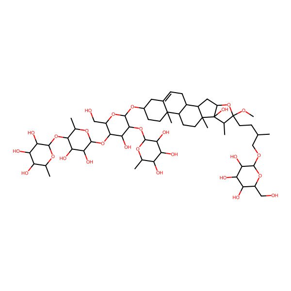 2D Structure of 2-[4,5-Dihydroxy-6-[4-hydroxy-6-[[8-hydroxy-6-methoxy-7,9,13-trimethyl-6-[3-methyl-4-[3,4,5-trihydroxy-6-(hydroxymethyl)oxan-2-yl]oxybutyl]-5-oxapentacyclo[10.8.0.02,9.04,8.013,18]icos-18-en-16-yl]oxy]-2-(hydroxymethyl)-5-(3,4,5-trihydroxy-6-methyloxan-2-yl)oxyoxan-3-yl]oxy-2-methyloxan-3-yl]oxy-6-methyloxane-3,4,5-triol
