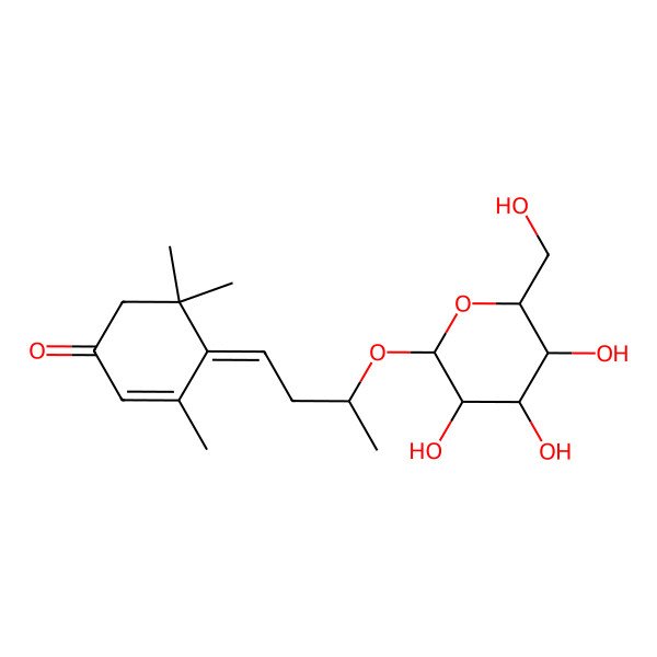 2D Structure of (4Z)-3,5,5-trimethyl-4-[3-[(2R,3R,4S,5S,6R)-3,4,5-trihydroxy-6-(hydroxymethyl)oxan-2-yl]oxybutylidene]cyclohex-2-en-1-one