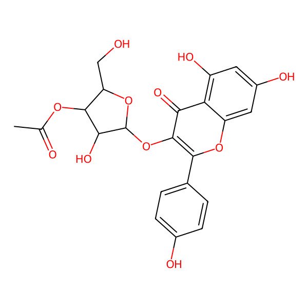 2D Structure of [5-[5,7-Dihydroxy-2-(4-hydroxyphenyl)-4-oxochromen-3-yl]oxy-4-hydroxy-2-(hydroxymethyl)oxolan-3-yl] acetate