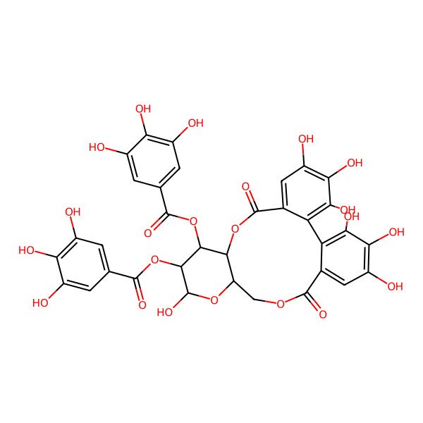 2D Structure of [(10R,12S,13R)-3,4,5,13,21,22,23-heptahydroxy-8,18-dioxo-12-(3,4,5-trihydroxybenzoyl)oxy-9,14,17-trioxatetracyclo[17.4.0.02,7.010,15]tricosa-1(23),2,4,6,19,21-hexaen-11-yl] 3,4,5-trihydroxybenzoate