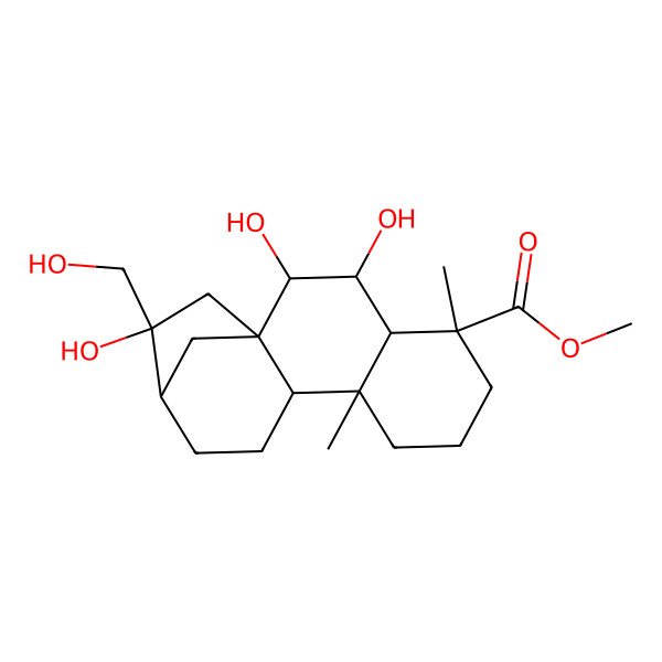 2D Structure of (16S)-6beta,7beta,16,17-Tetrahydroxykaurane-19-oic acid methyl ester