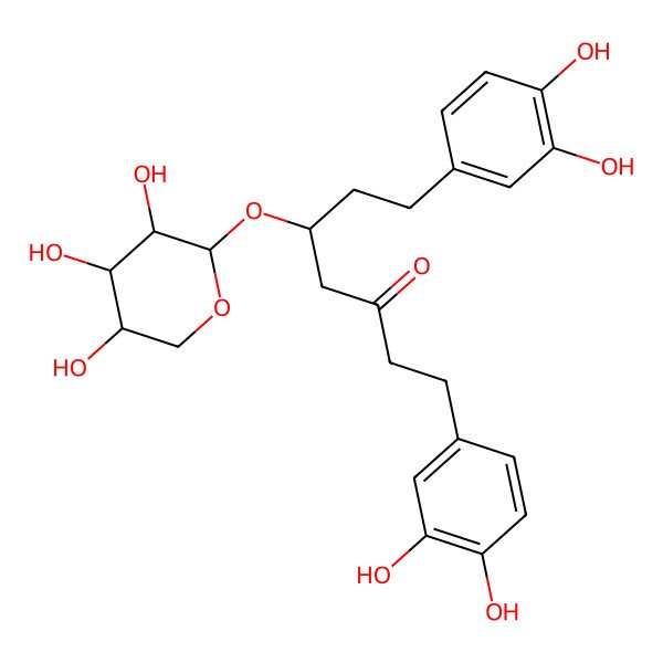 2D Structure of 1,7-Bis(3,4-dihydroxyphenyl)-5-(3,4,5-trihydroxyoxan-2-yl)oxyheptan-3-one