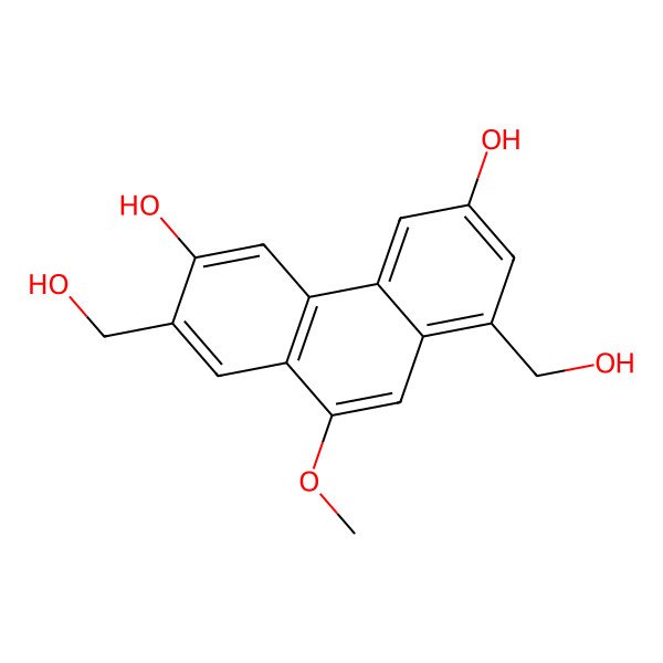 2D Structure of 1,7-Bis(hydroxymethyl)-9-methoxyphenanthrene-3,6-diol 2D Structure of 1,7-Bis(hydroxymethyl)-9-methoxyphenanthrene-3,6-diol