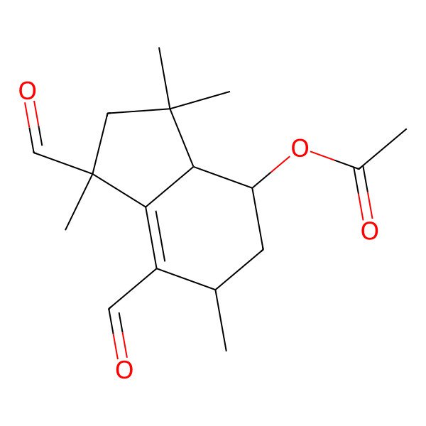 2D Structure of (1,7-diformyl-1,3,3,6-tetramethyl-3a,4,5,6-tetrahydro-2H-inden-4-yl) acetate