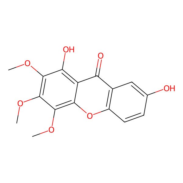 2D Structure of 1,7-Dihydroxy-2,3,4-trimethoxy-9H-xanthen-9-one