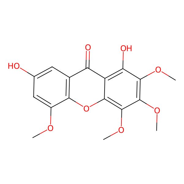 2D Structure of 1,7-Dihydroxy-2,3,4,5-tetramethoxy-9H-xanthen-9-one 2D Structure of 1,7-Dihydroxy-2,3,4,5-tetramethoxy-9H-xanthen-9-one