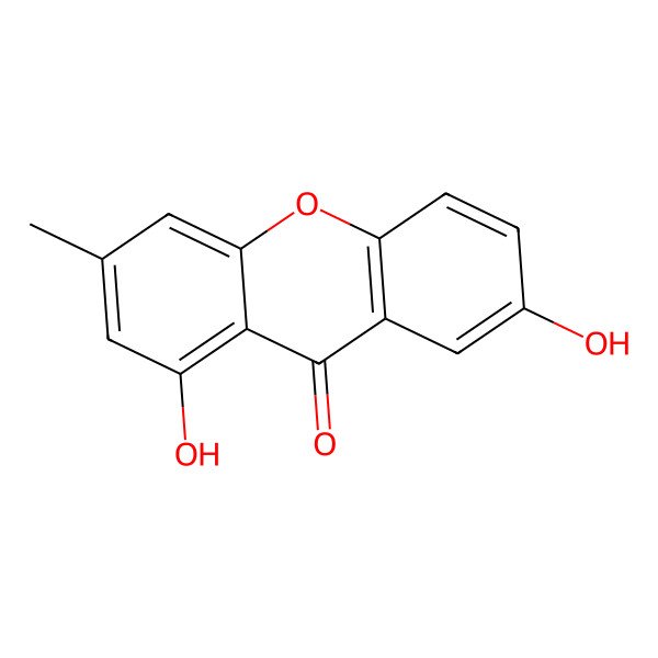 2D Structure of 1,7-Dihydroxy-3-methylxanthone