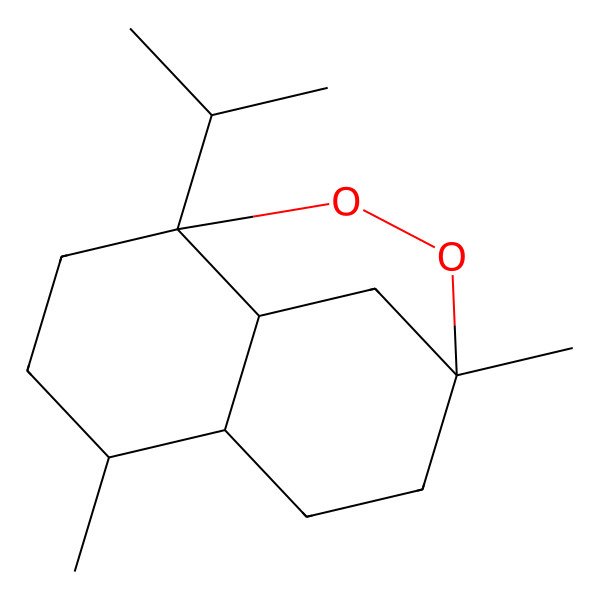 2D Structure of 1,7-Dimethyl-4-propan-2-yl-2,3-dioxatricyclo[6.2.2.04,9]dodecane
