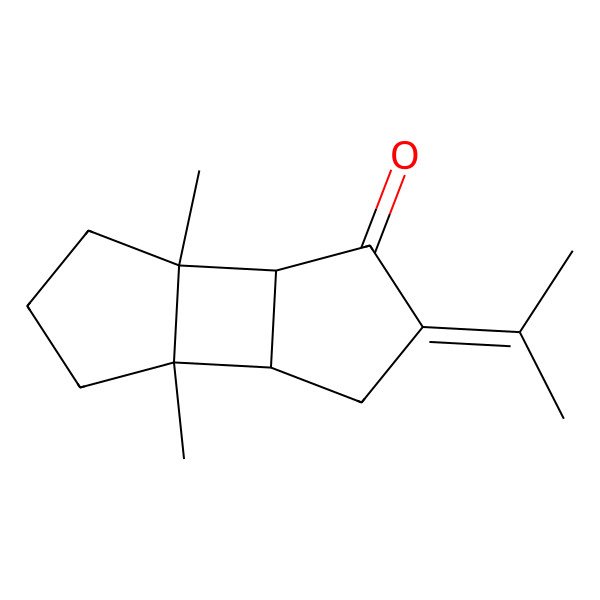 2D Structure of 1,7-Dimethyl-4-propan-2-ylidenetricyclo[5.3.0.02,6]decan-3-one