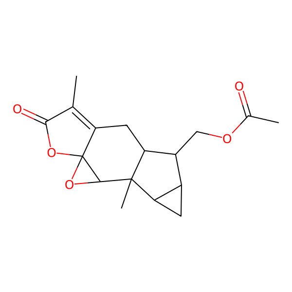 2D Structure of (1,7-Dimethyl-6-oxo-3,5-dioxapentacyclo[8.4.0.02,4.04,8.012,14]tetradec-7-en-11-yl)methyl acetate