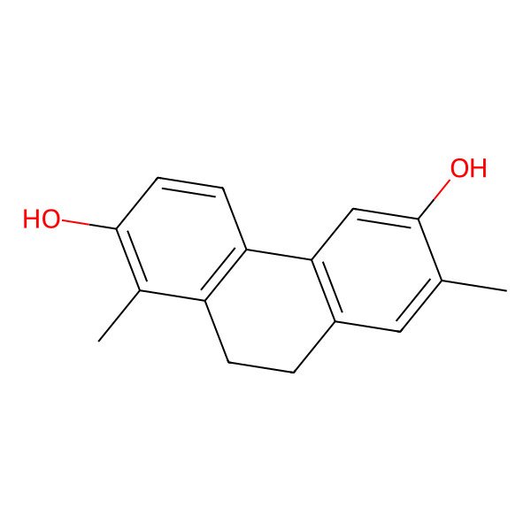 2D Structure of 1,7-Dimethyl-9,10-dihydrophenanthrene-2,6-diol 2D Structure of 1,7-Dimethyl-9,10-dihydrophenanthrene-2,6-diol