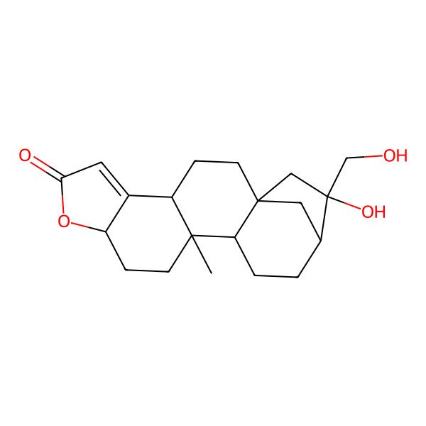 2D Structure of 17-Hydroxy-17-(hydroxymethyl)-12-methyl-8-oxapentacyclo[14.2.1.01,13.04,12.05,9]nonadec-5-en-7-one