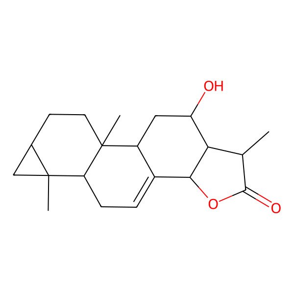 2D Structure of 17-Hydroxy-2,7,15-trimethyl-13-oxapentacyclo[9.7.0.02,8.05,7.012,16]octadec-10-en-14-one
