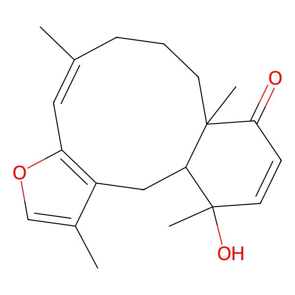 2D Structure of 17-Hydroxy-4,9,13,17-tetramethyl-6-oxatricyclo[11.4.0.03,7]heptadeca-3(7),4,8,15-tetraen-14-one
