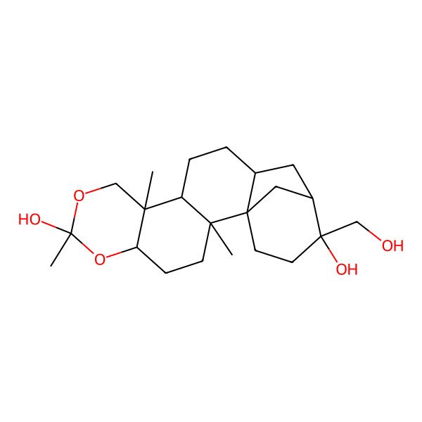 2D Structure of 17-(Hydroxymethyl)-2,7,10-trimethyl-6,8-dioxapentacyclo[14.3.1.01,14.02,11.05,10]icosane-7,17-diol