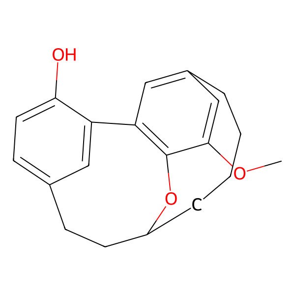 2D Structure of 17-Methoxy-18-oxatetracyclo[8.7.1.12,15.13,7]icosa-1,3,5,7(20),15(19),16-hexaen-4-ol