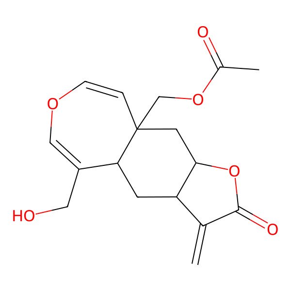 2D Structure of [5-(hydroxymethyl)-3-methylidene-2-oxo-4,4a,10,10a-tetrahydro-3aH-furo[3,2-h][3]benzoxepin-9a-yl]methyl acetate