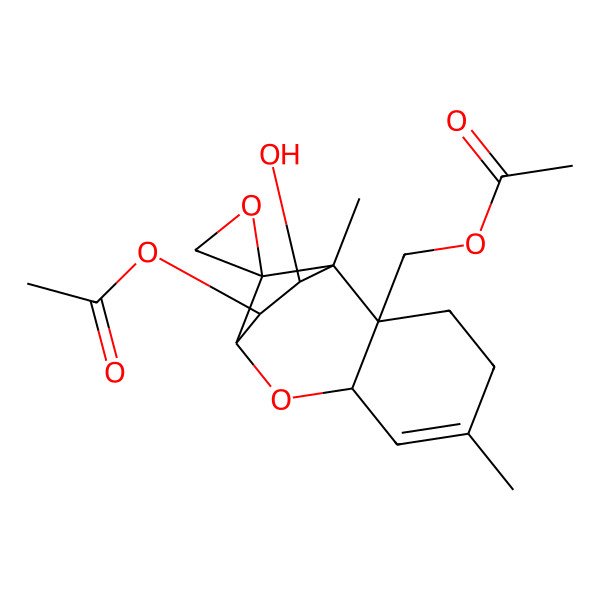 2D Structure of (10-Acetyloxy-11-hydroxy-1,5-dimethylspiro[8-oxatricyclo[7.2.1.02,7]dodec-5-ene-12,2'-oxirane]-2-yl)methyl acetate