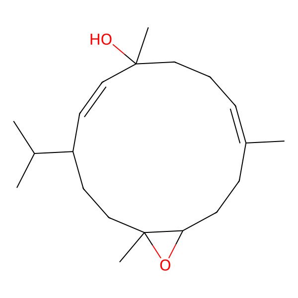 2D Structure of 1,7,11-Trimethyl-4-propan-2-yl-15-oxabicyclo[12.1.0]pentadeca-5,10-dien-7-ol