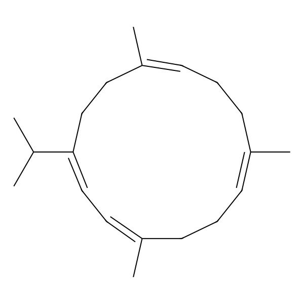 2D Structure of 1,7,11-Trimethyl-4-propan-2-ylcyclotetradeca-1,3,7,11-tetraene
