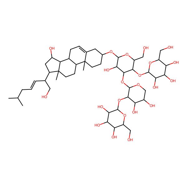 2D Structure of (2S,3R,4S,5R,6R)-2-[(2R,3R,4R,5R,6R)-4-[(2S,3S,4R,5R)-4,5-dihydroxy-3-[(2R,3R,4S,5R,6R)-3,4,5-trihydroxy-6-(hydroxymethyl)oxan-2-yl]oxyoxan-2-yl]oxy-5-hydroxy-6-[[(3S,8R,9S,10R,13R,14S,15S,17R)-15-hydroxy-17-[(E,2R)-1-hydroxy-6-methylhept-3-en-2-yl]-10,13-dimethyl-2,3,4,7,8,9,11,12,14,15,16,17-dodecahydro-1H-cyclopenta[a]phenanthren-3-yl]oxy]-2-(hydroxymethyl)oxan-3-yl]oxy-6-(hydroxymethyl)oxane-3,4,5-triol