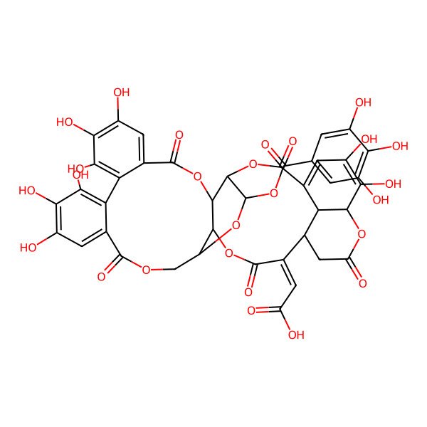 2D Structure of 2-[13,14,15,18,19,20,35,36-Octahydroxy-2,10,23,28,32-pentaoxo-5-(3,4,5-trihydroxybenzoyl)oxy-3,6,9,24,27,33-hexaoxaheptacyclo[28.7.1.04,25.07,26.011,16.017,22.034,38]octatriaconta-1(37),11,13,15,17,19,21,35-octaen-29-ylidene]acetic acid