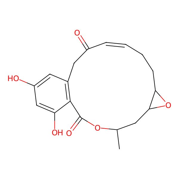 2D Structure of 17,19-Dihydroxy-4-methyl-3,7-dioxatricyclo[13.4.0.06,8]nonadeca-1(15),11,16,18-tetraene-2,13-dione