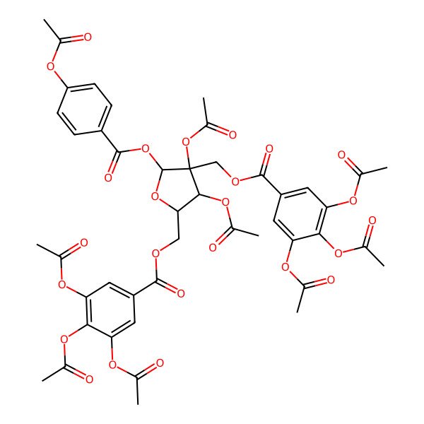 2D Structure of [(2R,3R,4R,5R)-3,4-diacetyloxy-5-(4-acetyloxybenzoyl)oxy-4-[(3,4,5-triacetyloxybenzoyl)oxymethyl]oxolan-2-yl]methyl 3,4,5-triacetyloxybenzoate