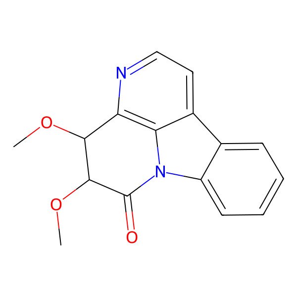 2D Structure of (3R,4R)-3,4-dimethoxy-1,6-diazatetracyclo[7.6.1.05,16.010,15]hexadeca-5,7,9(16),10,12,14-hexaen-2-one