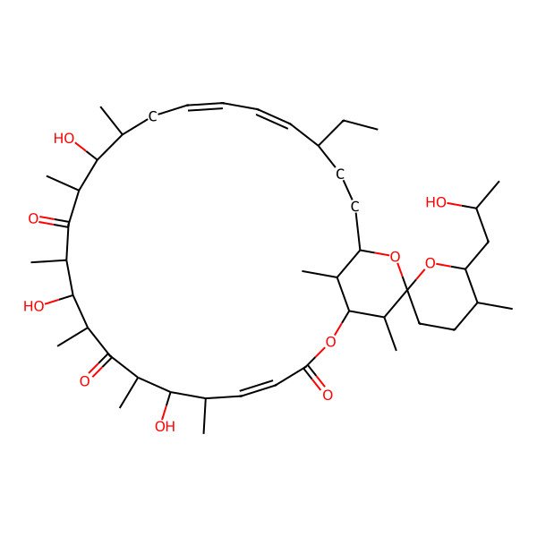 2D Structure of (1S,4E,5'R,6R,6'R,7S,8R,10S,11R,12R,14R,15R,16S,18E,20E,22S,25S,27S,28R,29S)-22-ethyl-7,11,15-trihydroxy-6'-[(2S)-2-hydroxypropyl]-5',6,8,10,12,14,16,28,29-nonamethylspiro[2,26-dioxabicyclo[23.3.1]nonacosa-4,18,20-triene-27,2'-oxane]-3,9,13-trione