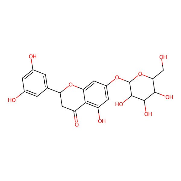 2D Structure of 2-(3,5-Dihydroxyphenyl)-5-hydroxy-7-[3,4,5-trihydroxy-6-(hydroxymethyl)oxan-2-yl]oxy-2,3-dihydrochromen-4-one