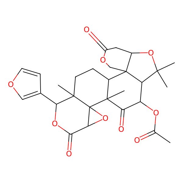 2D Structure of [(2S,7R,13S,14S,16R,19R,20R)-19-(furan-3-yl)-9,9,13,20-tetramethyl-5,12,17-trioxo-4,8,15,18-tetraoxahexacyclo[11.9.0.02,7.02,10.014,16.014,20]docosan-11-yl] acetate