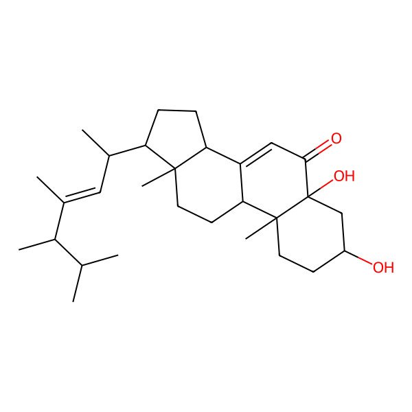 2D Structure of (3S,5R,9S,10R,13R,14R,17R)-3,5-dihydroxy-10,13-dimethyl-17-[(E,2R,5R)-4,5,6-trimethylhept-3-en-2-yl]-2,3,4,9,11,12,14,15,16,17-decahydro-1H-cyclopenta[a]phenanthren-6-one