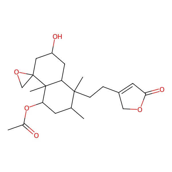 2D Structure of [(1S,3R,4S,4aR,6R,8R,8aS)-6-hydroxy-3,4,8a-trimethyl-4-[2-(5-oxo-2H-furan-3-yl)ethyl]spiro[2,3,4a,5,6,7-hexahydro-1H-naphthalene-8,2'-oxirane]-1-yl] acetate