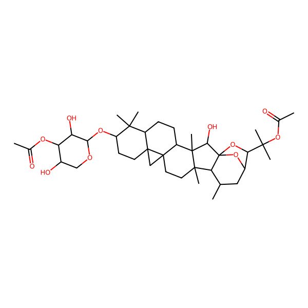 2D Structure of beta-D-Xylopyranoside, (3beta,15alpha,16alpha,23R,24S)-25-(acetyloxy)-16,23:16,24-diepoxy-15-hydroxy-9,19-cyclolanostan-3-yl, 3-acetate