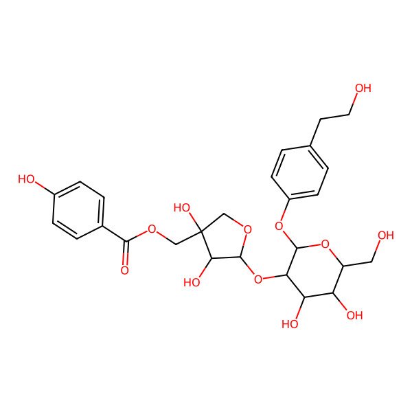 2D Structure of [5-[4,5-Dihydroxy-2-[4-(2-hydroxyethyl)phenoxy]-6-(hydroxymethyl)oxan-3-yl]oxy-3,4-dihydroxyoxolan-3-yl]methyl 4-hydroxybenzoate