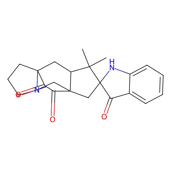 2D Structure of (1'R,2R,7'R,9'S)-10',10'-dimethylspiro[1H-indole-2,11'-3-azatetracyclo[5.5.2.01,9.03,7]tetradecane]-2',3,14'-trione