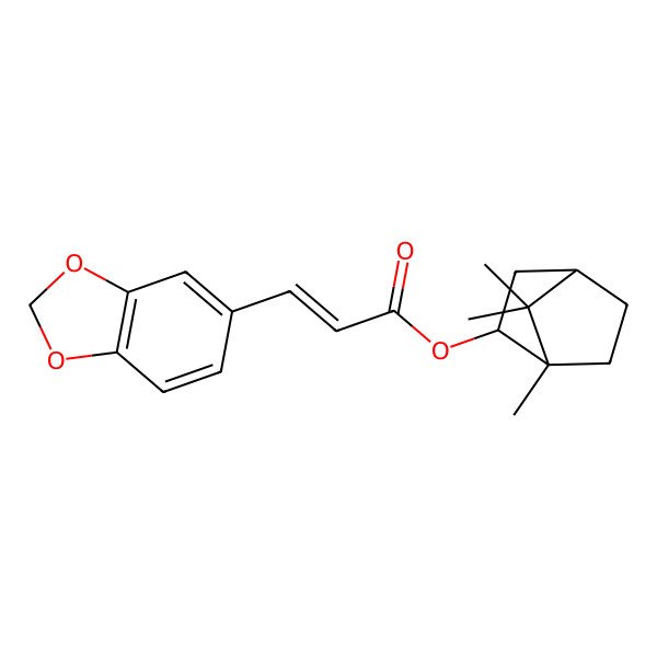 2D Structure of (1,7,7-Trimethyl-2-bicyclo[2.2.1]heptanyl) 3-(1,3-benzodioxol-5-yl)prop-2-enoate
