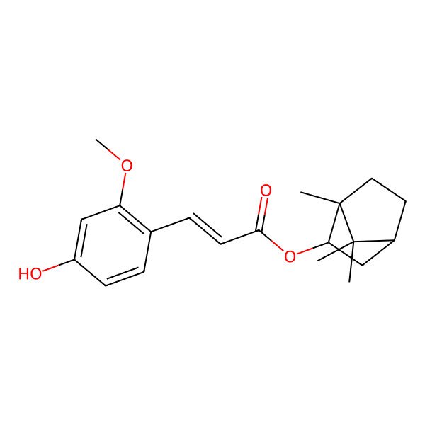 2D Structure of (1,7,7-Trimethyl-2-bicyclo[2.2.1]heptanyl) 3-(4-hydroxy-2-methoxyphenyl)prop-2-enoate