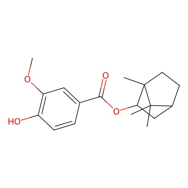 2D Structure of 1,7,7-Trimethylbicyclo[2.2.1]hept-2-yl 4-hydroxy-3-methoxybenzoate