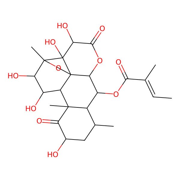 2D Structure of [(1R,2R,3R,6S,7R,8S,9R,11S,13S,14S,15R,16S,17R)-2,3,11,15,16-pentahydroxy-9,13,17-trimethyl-4,12-dioxo-5,18-dioxapentacyclo[12.5.0.01,6.02,17.08,13]nonadecan-7-yl] (E)-2-methylbut-2-enoate