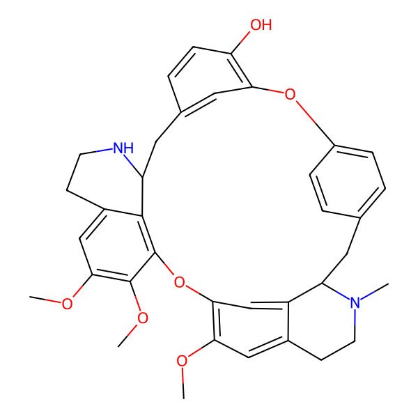 2D Structure of (1R,14S)-20,21,25-trimethoxy-30-methyl-7,23-dioxa-15,30-diazaheptacyclo[22.6.2.23,6.18,12.114,18.027,31.022,33]hexatriaconta-3(36),4,6(35),8,10,12(34),18,20,22(33),24,26,31-dodecaen-9-ol
