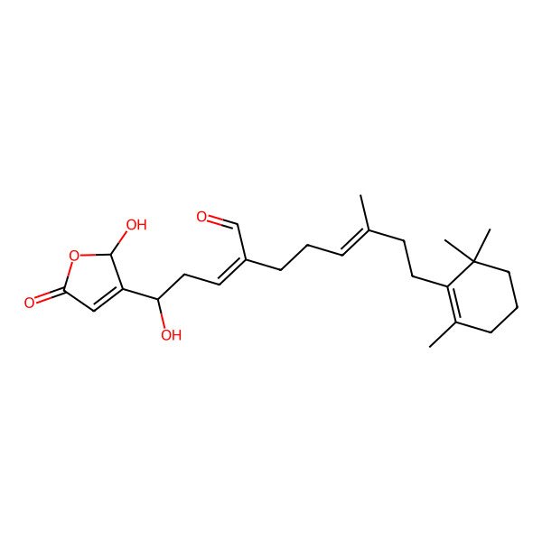 2D Structure of (E,2Z)-2-[(3R)-3-hydroxy-3-[(2S)-2-hydroxy-5-oxo-2H-furan-3-yl]propylidene]-6-methyl-8-(2,6,6-trimethylcyclohexen-1-yl)oct-5-enal