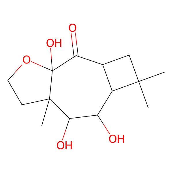 2D Structure of 1,7,8-Trihydroxy-5,5,9-trimethyl-12-oxatricyclo[7.3.0.03,6]dodecan-2-one