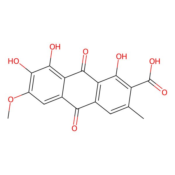 2D Structure of 1,7,8-Trihydroxy-6-methoxy-3-methyl-9,10-dioxoanthracene-2-carboxylic acid
