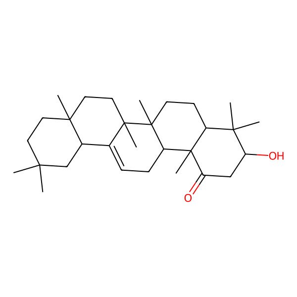 2D Structure of (3R,4aS,6aR,6bS,8aR,12aR,14aS,14bR)-3-hydroxy-4,4,6a,6b,8a,11,11,14b-octamethyl-3,4a,5,6,7,8,9,10,12,12a,14,14a-dodecahydro-2H-picen-1-one