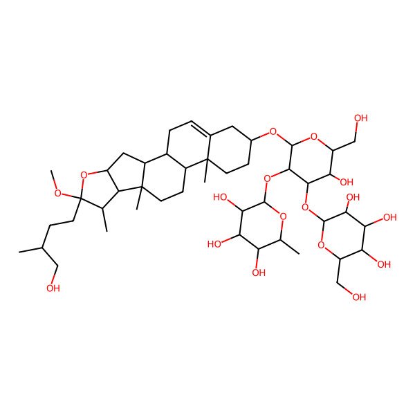 2D Structure of 2-[5-Hydroxy-6-(hydroxymethyl)-2-[[6-(4-hydroxy-3-methylbutyl)-6-methoxy-7,9,13-trimethyl-5-oxapentacyclo[10.8.0.02,9.04,8.013,18]icos-18-en-16-yl]oxy]-4-[3,4,5-trihydroxy-6-(hydroxymethyl)oxan-2-yl]oxyoxan-3-yl]oxy-6-methyloxane-3,4,5-triol