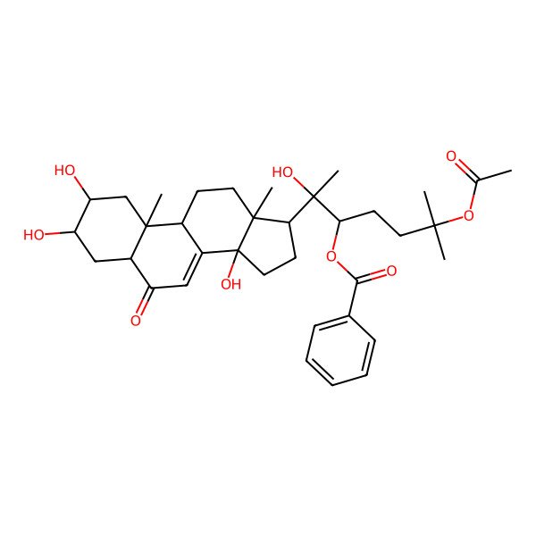2D Structure of [(2R,3S)-6-acetyloxy-2-hydroxy-6-methyl-2-[(2R,3R,5S,9R,10R,13R,14S,17S)-2,3,14-trihydroxy-10,13-dimethyl-6-oxo-2,3,4,5,9,11,12,15,16,17-decahydro-1H-cyclopenta[a]phenanthren-17-yl]heptan-3-yl] benzoate
