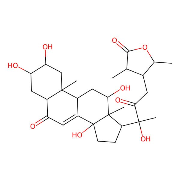 2D Structure of (3S,4S,5R)-4-[(3R)-3-hydroxy-2-oxo-3-[(2S,3R,5R,9R,10R,12R,13S,14R,17S)-2,3,12,14-tetrahydroxy-10,13-dimethyl-6-oxo-2,3,4,5,9,11,12,15,16,17-decahydro-1H-cyclopenta[a]phenanthren-17-yl]butyl]-3,5-dimethyloxolan-2-one